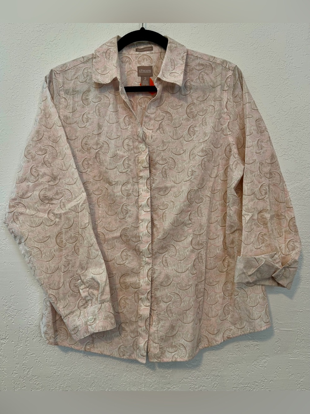 Chico's Light Pink Swirl Print Button-Down Shirt